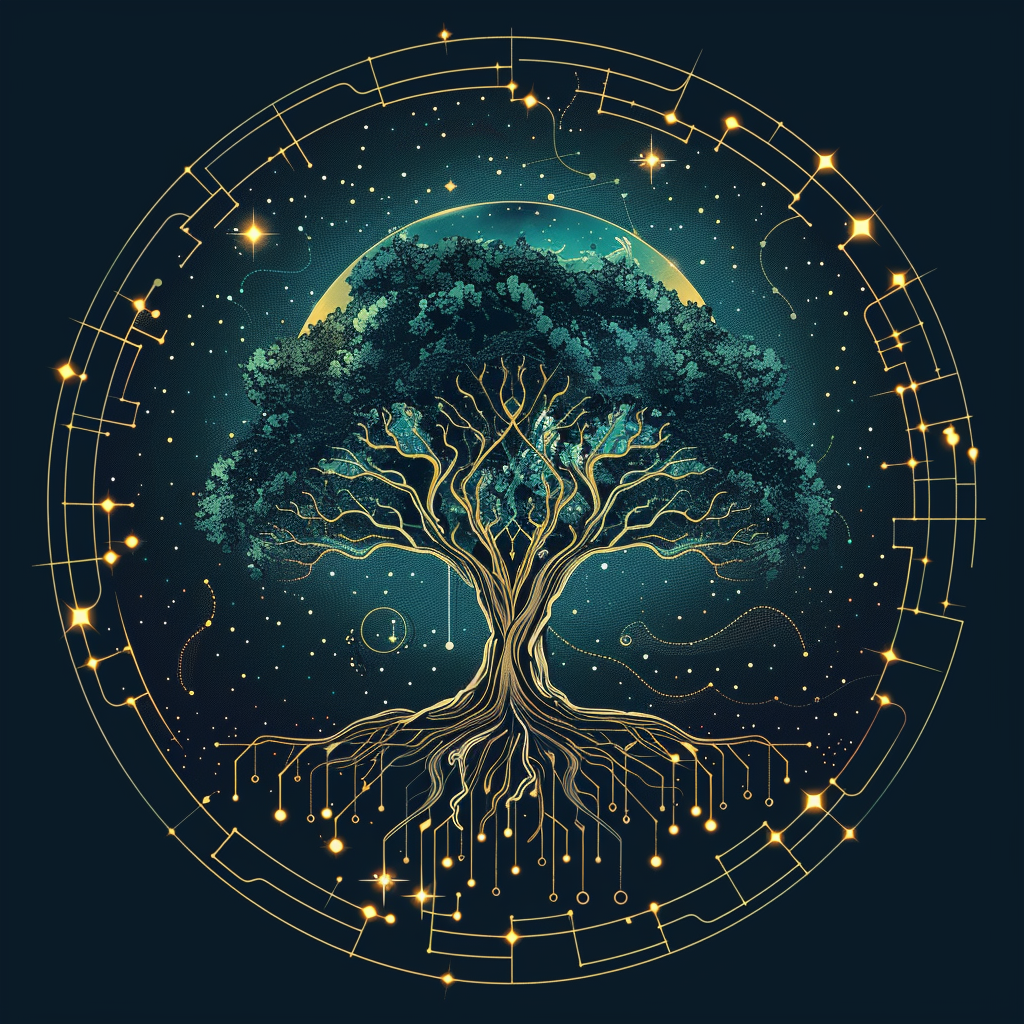 Golden Tree Symbolizing Balance in Universe