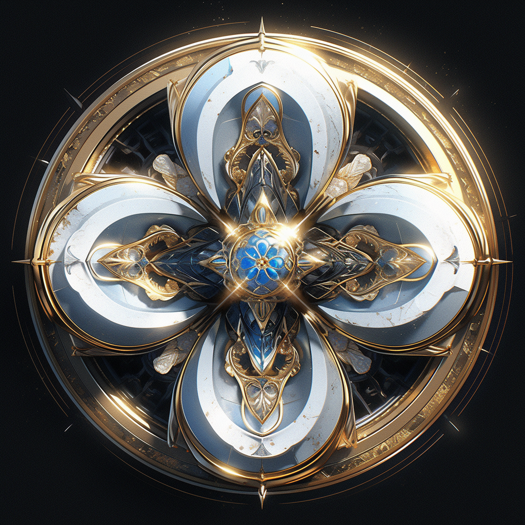 Golden-blue Metal Game Emblem with Snowflake and Diamond