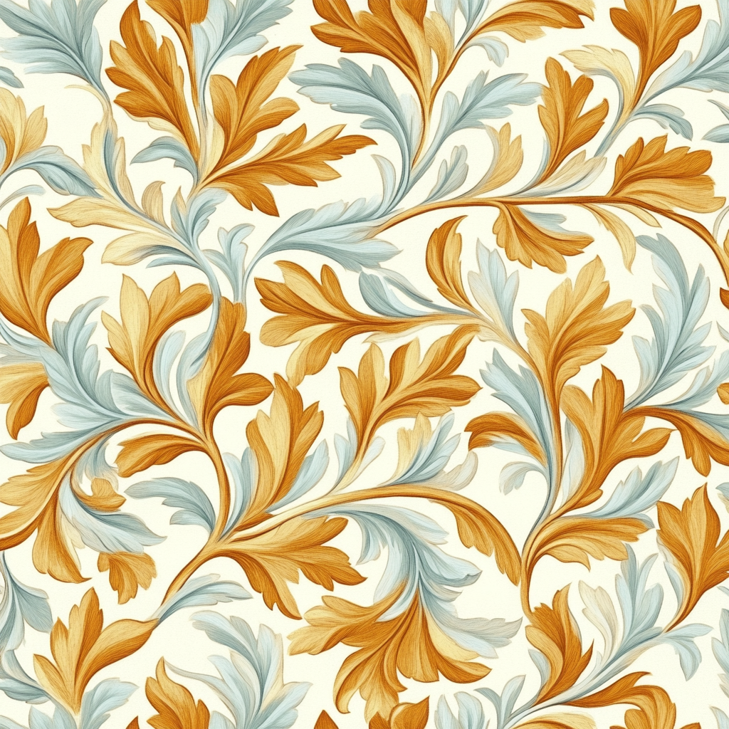 Golden leaves swirling in repeating forest pattern – nostalgic essence.