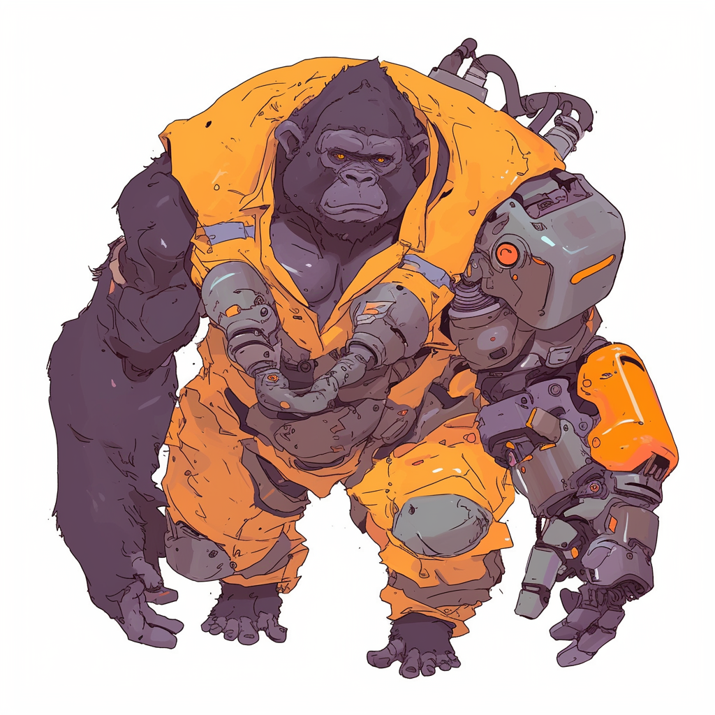 Gorilla-Robot Character Concept, 2D Game Art Style