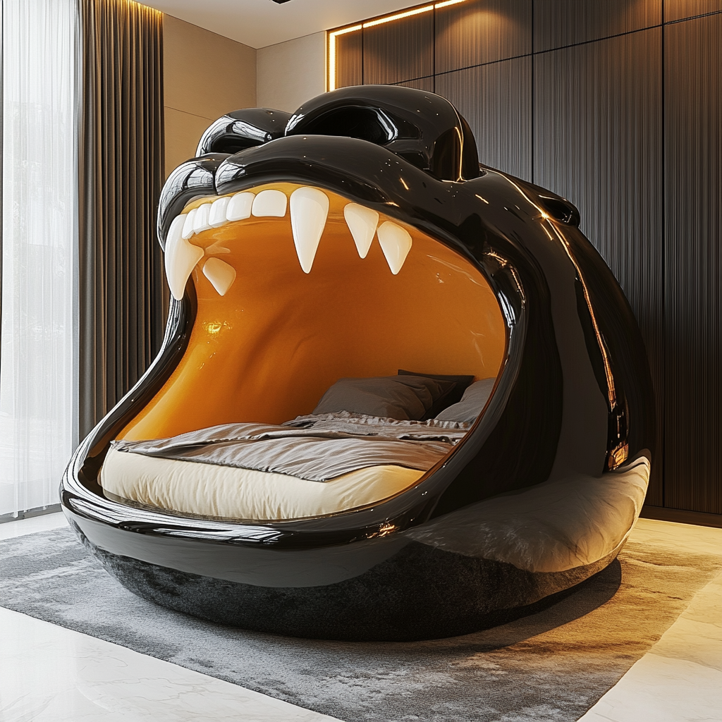 Gorilla-shaped stylish bed with cozy duvet inside