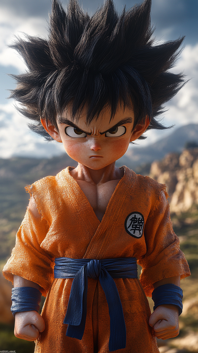 Goten from Dragon Ball in Spanish countryside