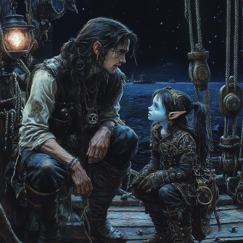 Gothic Fantasy Art of Noble Male Talking to Gnome 