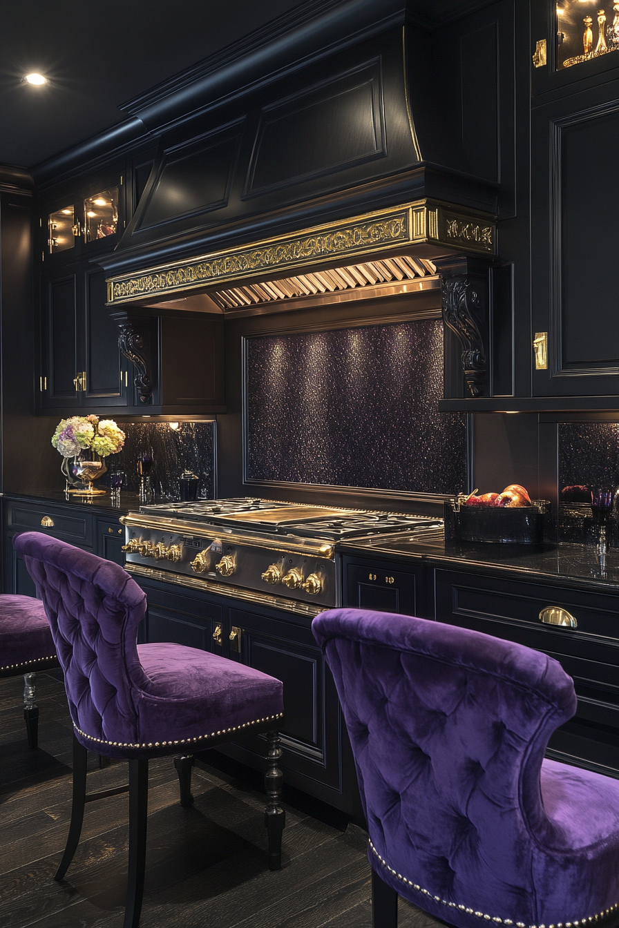 Gothic Glam kitchen with luxurious, modern royalty style.