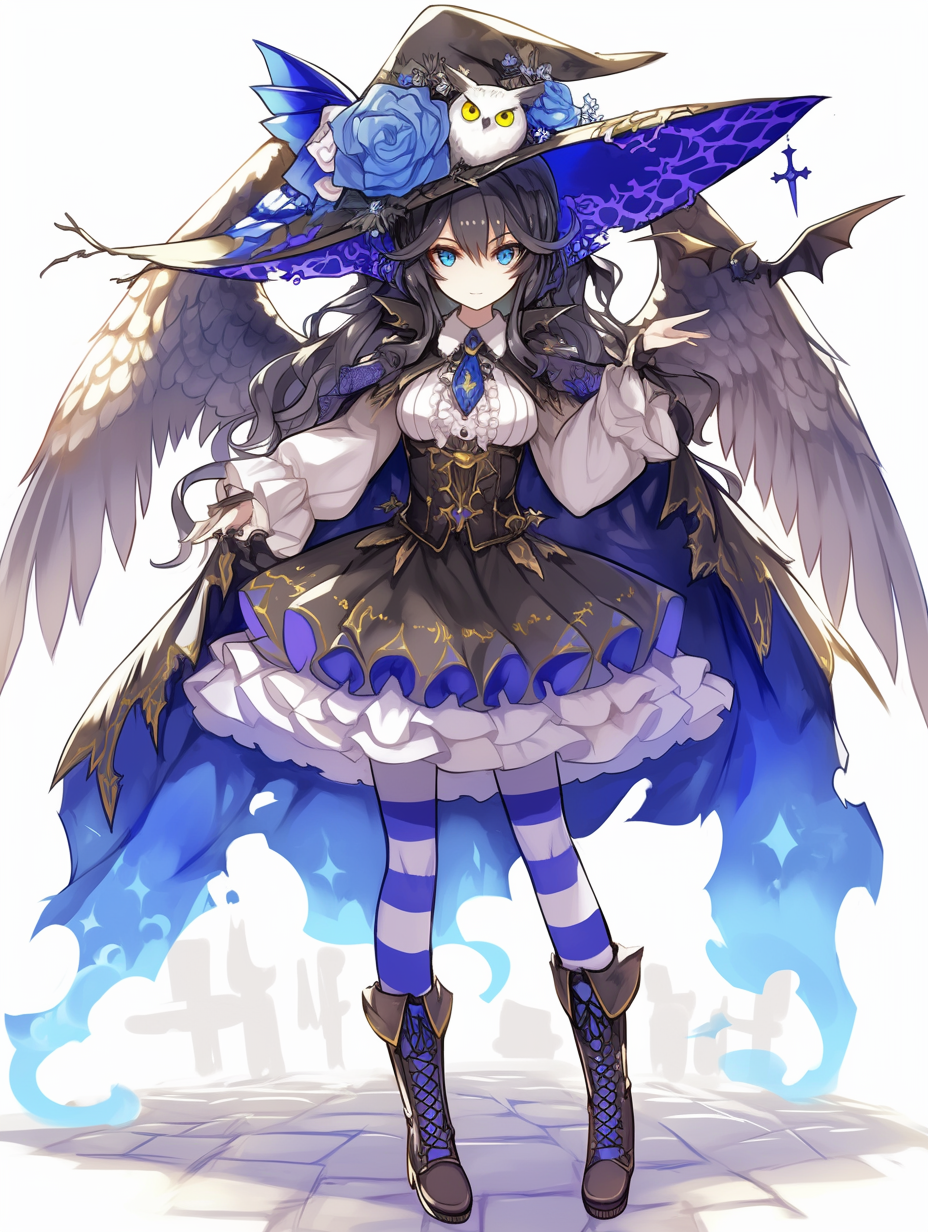 Gothic Owl Anime Girl in Halloween Style