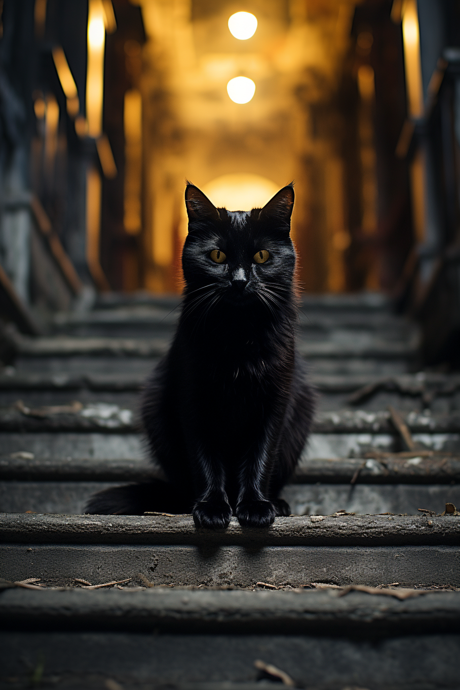 Gothic castle horror with black cat and exorsism.