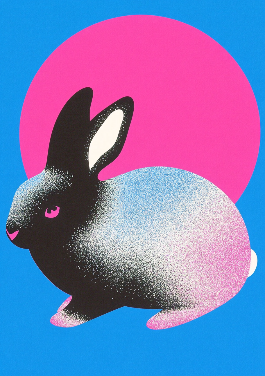 Gradient Rabbit Vector Illustration on White Background