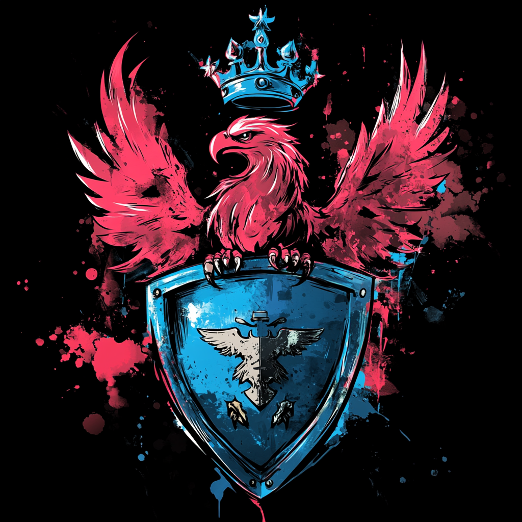 Graffiti street art style eagle shield illustration.