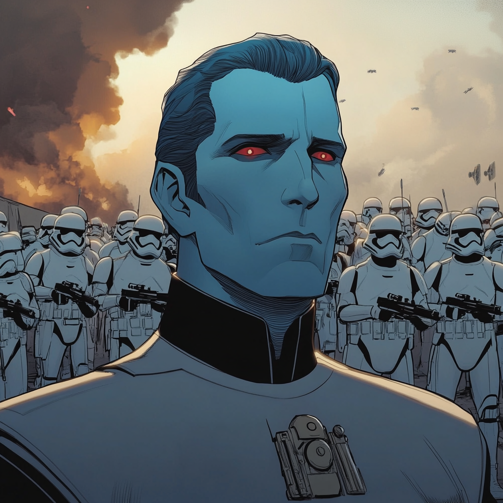 Grand Admiral Thrawn addressing Chiss Warriors on planet