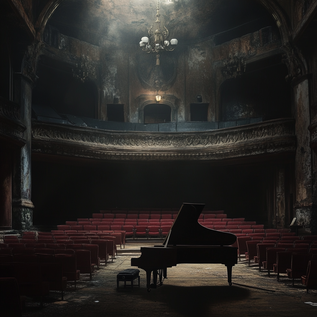 Grand Concert Hall Album Cover in Dark Colors 