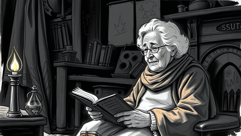 Grandma telling stories sketch illustration