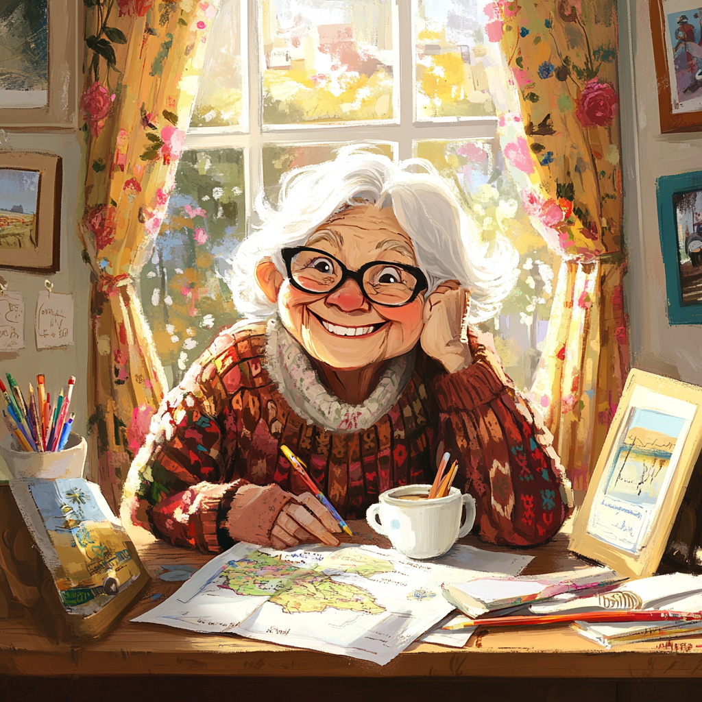 Granny's Retirement Adventures: A Cozy Desk Scene