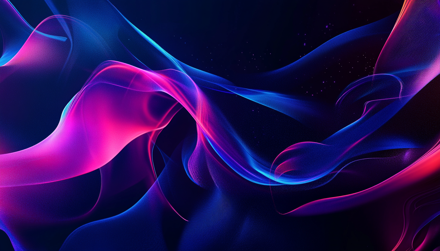 Graphic design with glowing lines and shapes evokes creativity.