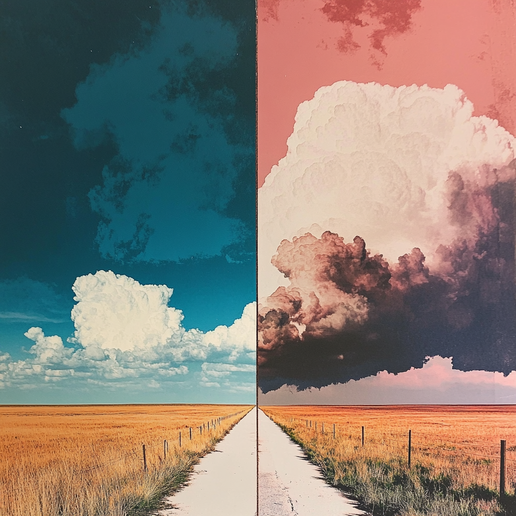 Gray clouds meet blue sky in Texas Plains storm.