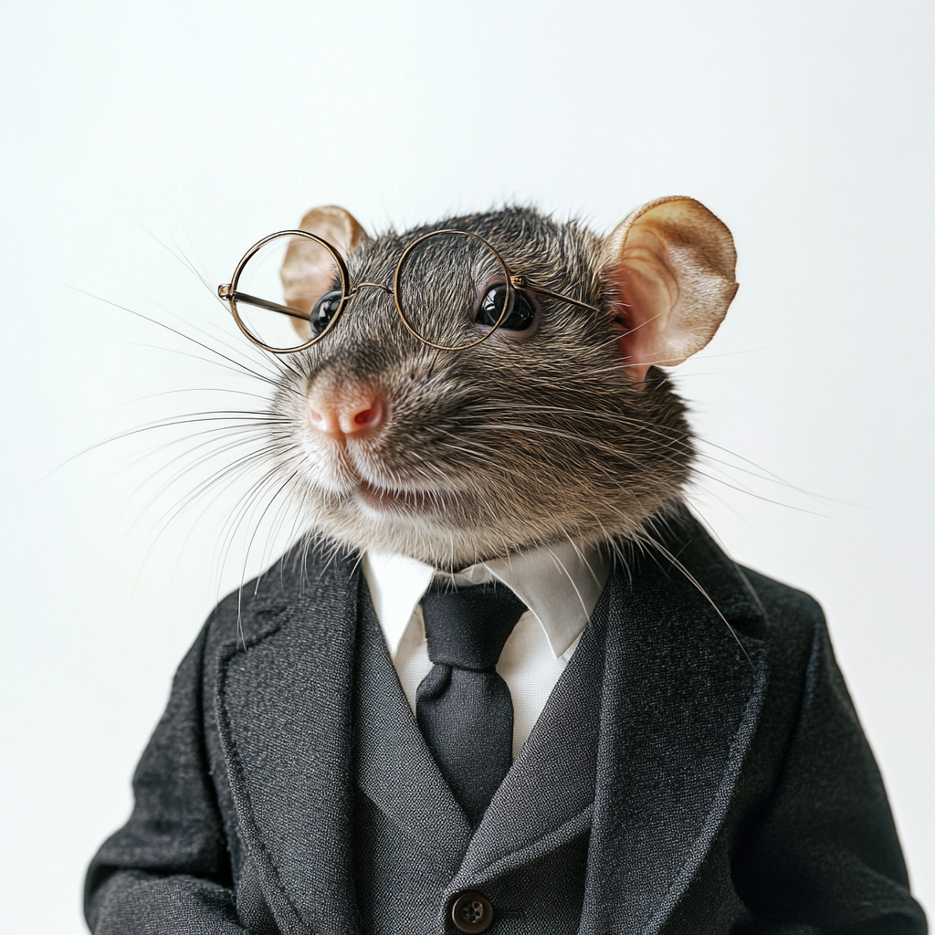 Gray rat lawyer posing for professional headshot .