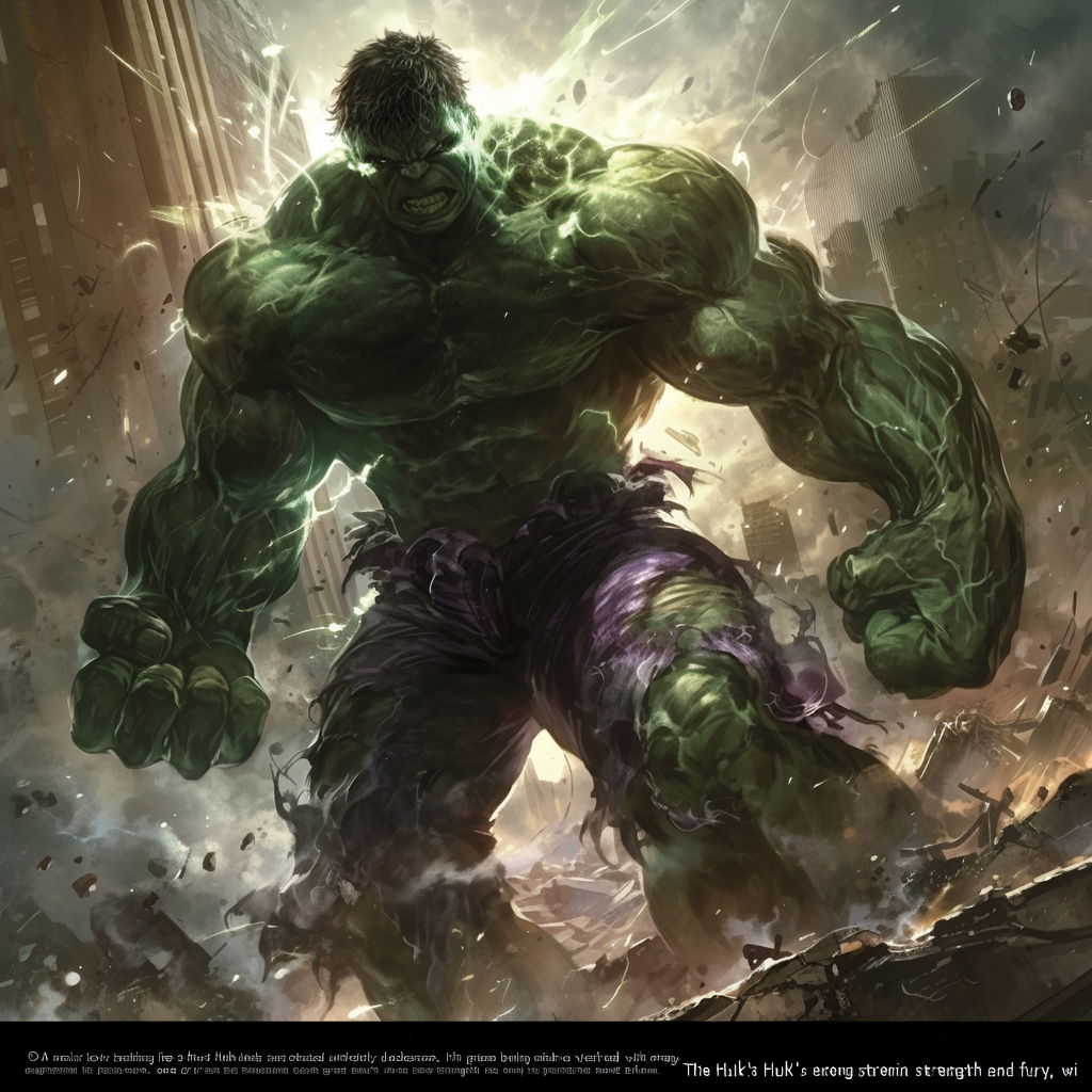 Green Hulk with veins, glowing eyes, ready to smash.