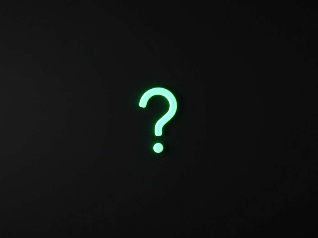 Green question mark on black background