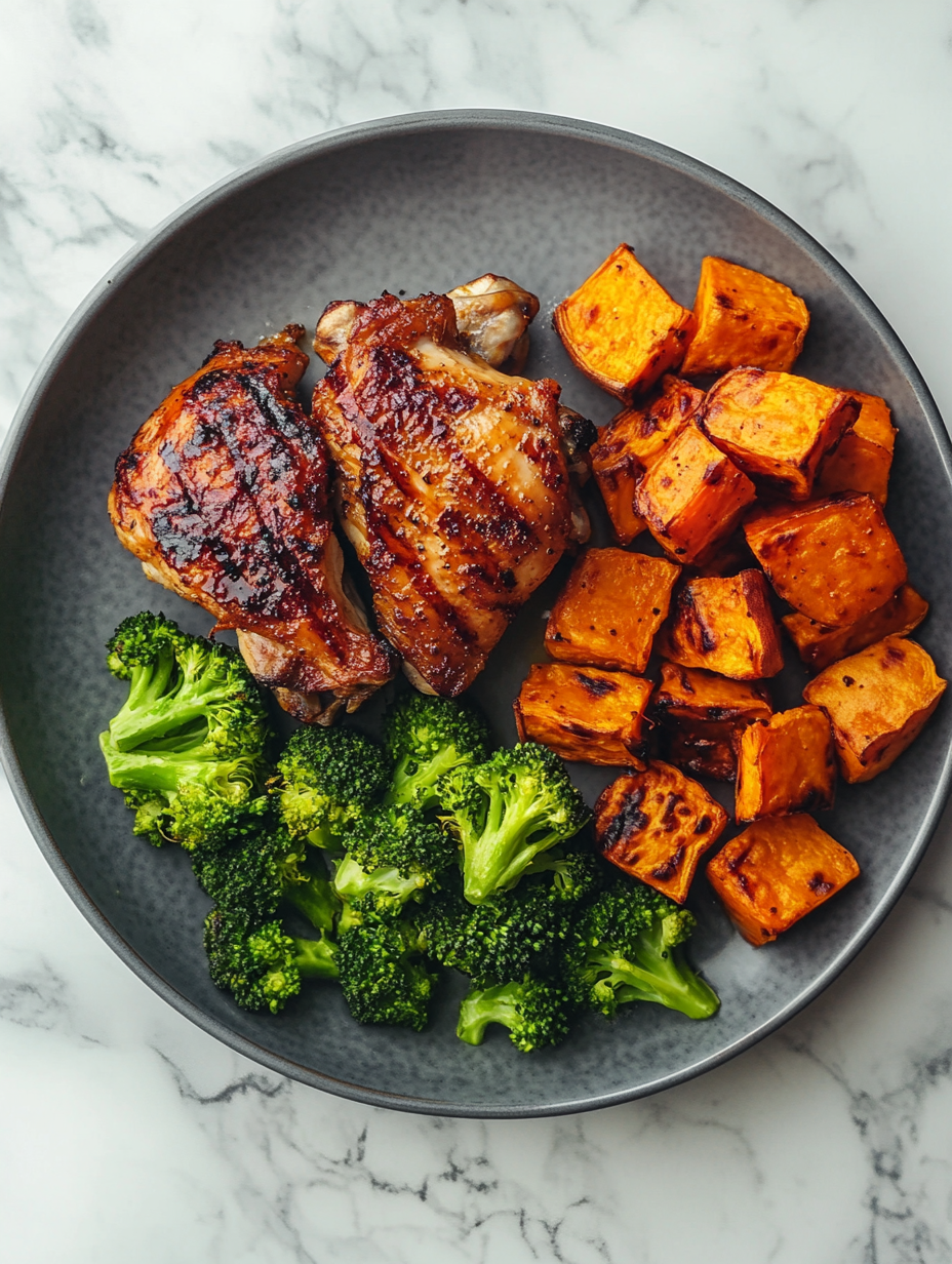 Grilled Chicken Plate on Marble Table