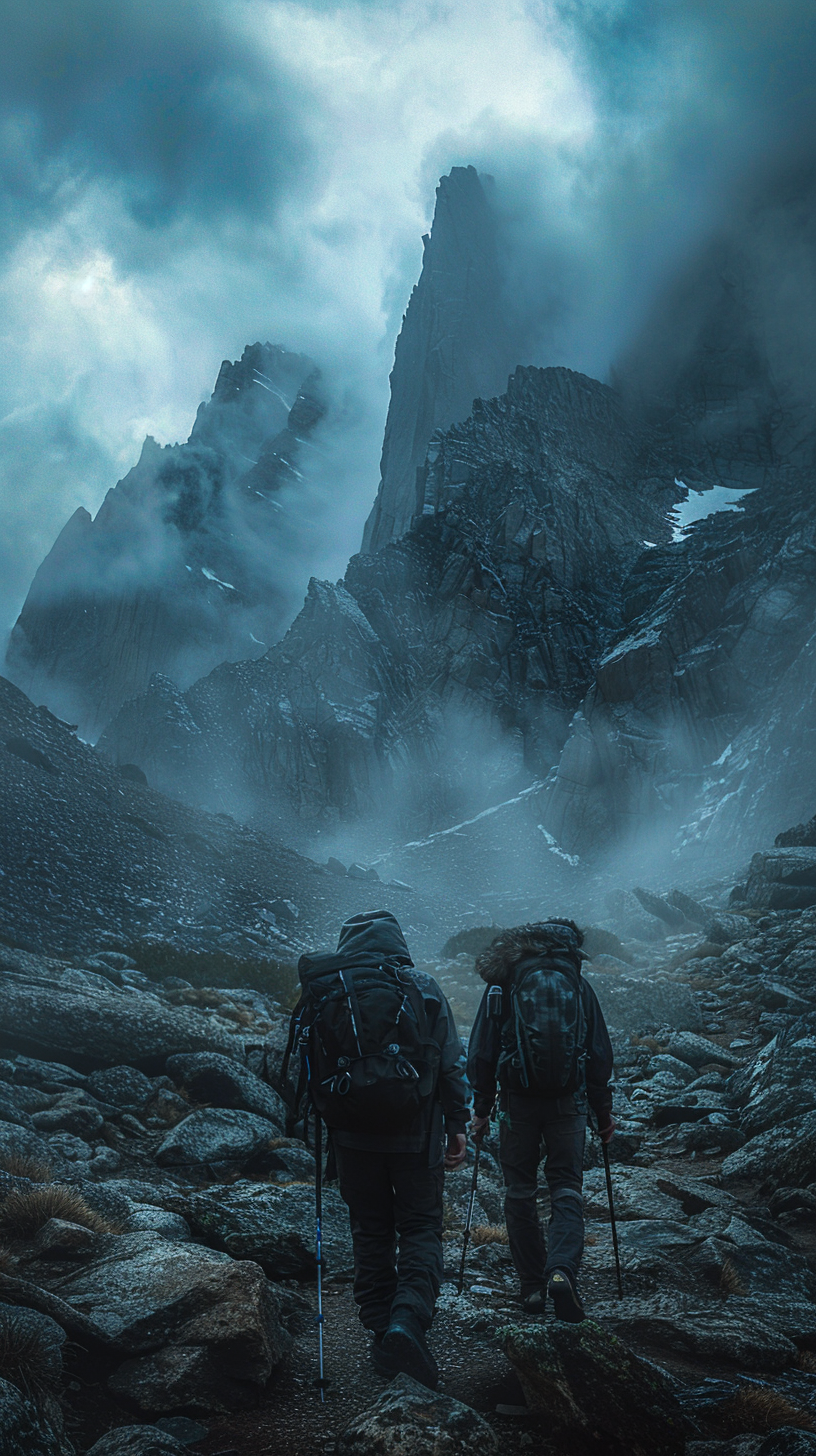 Grim reaper hiking with two hikers in Colorado.