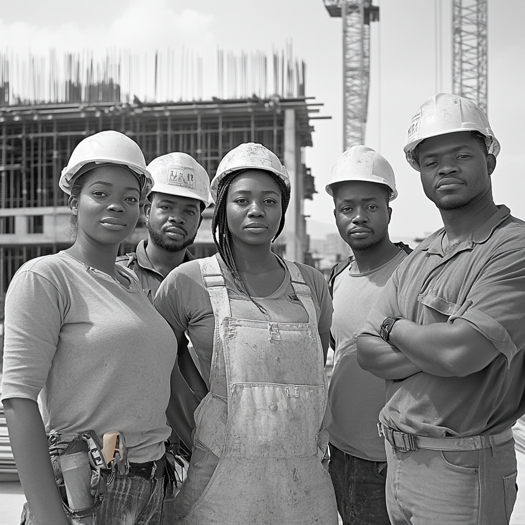 Group of 5 professional workers, diversity, pride, documentary.