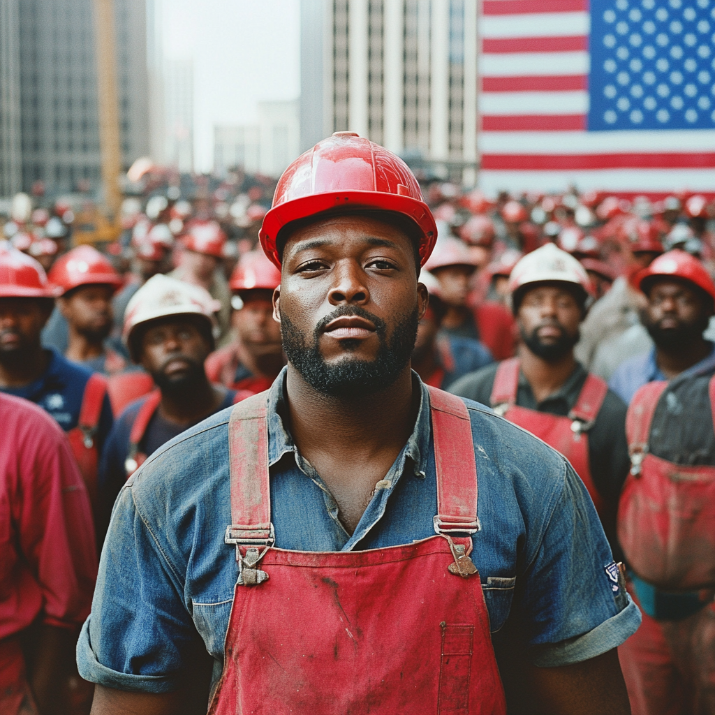 Group of Black Workers in Manifestation Style Photo