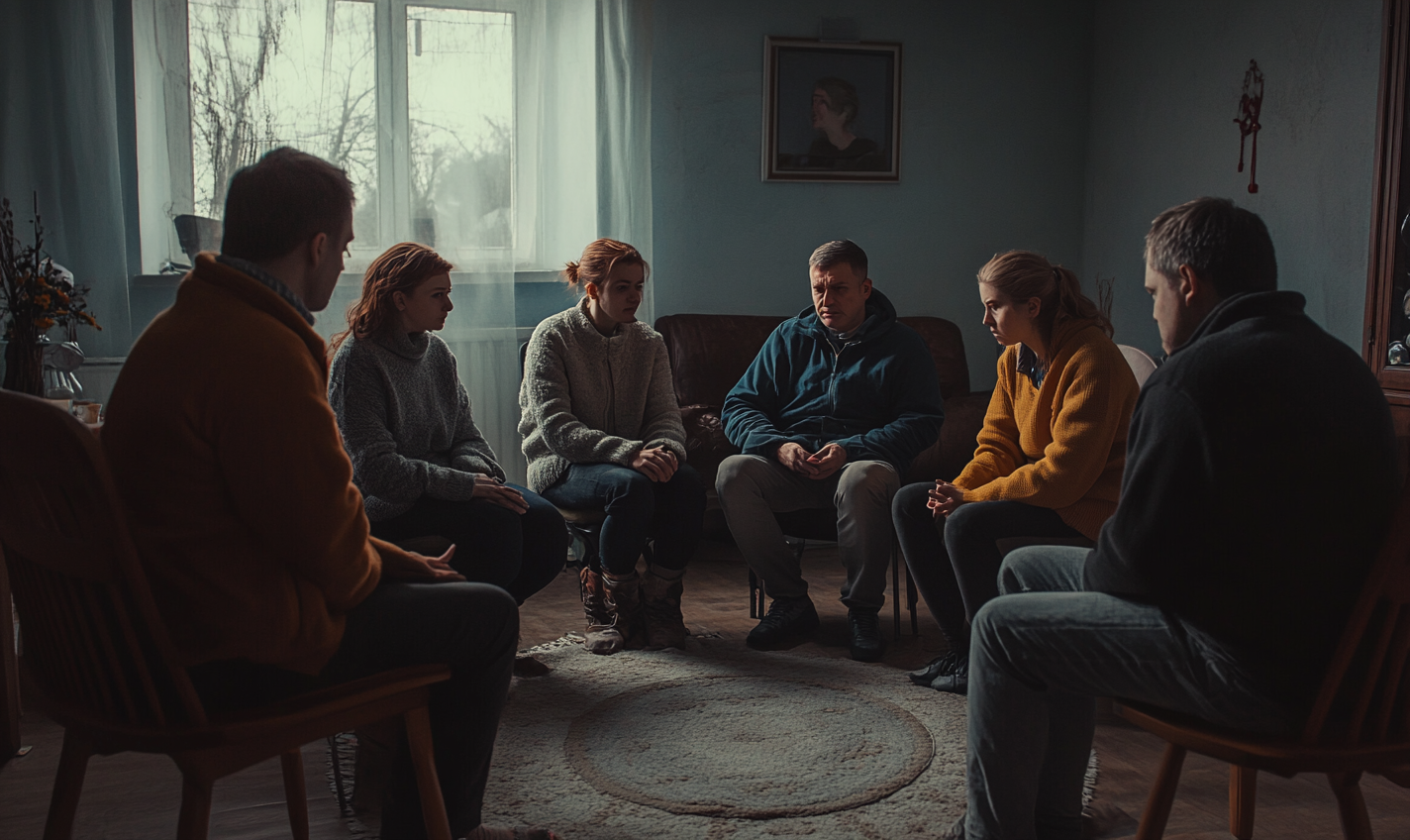 Group therapy session in Ukraine after war