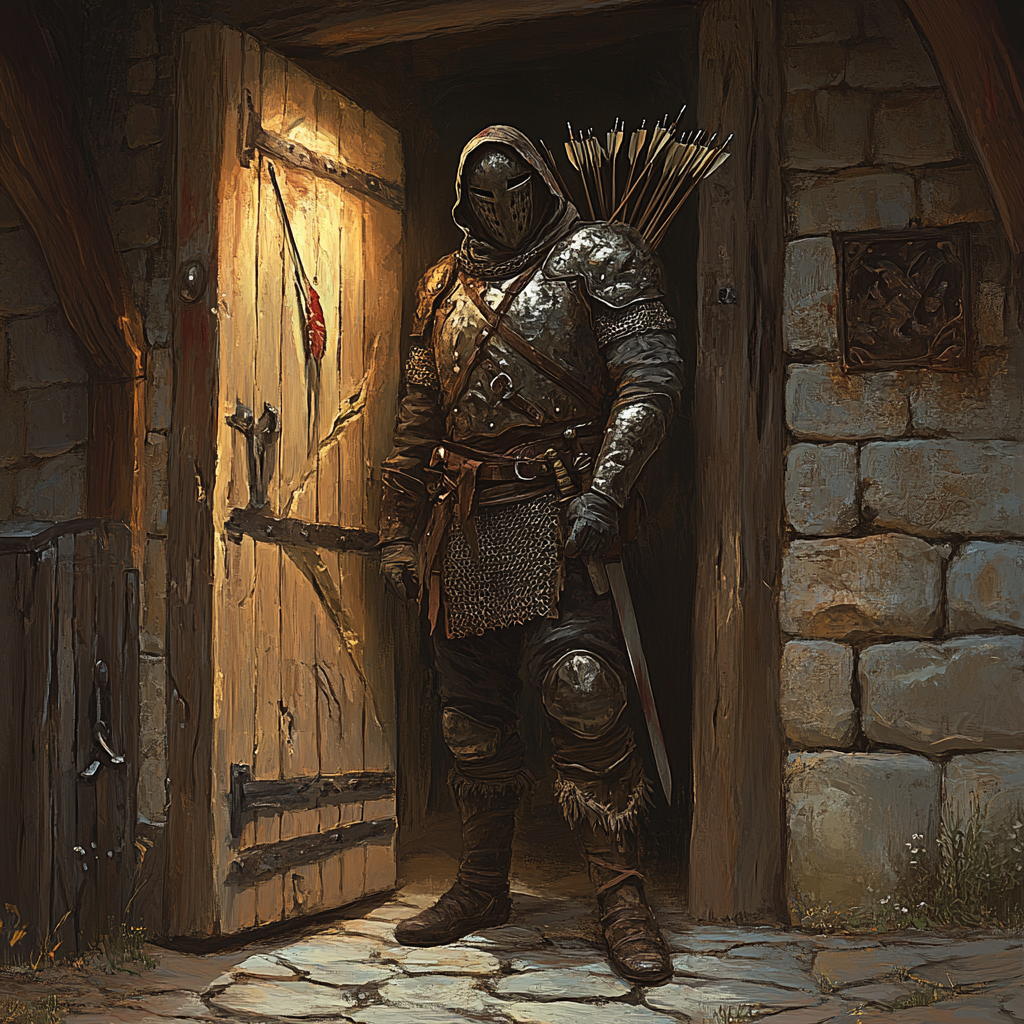 Guard with Arrows in Tavern Entrance