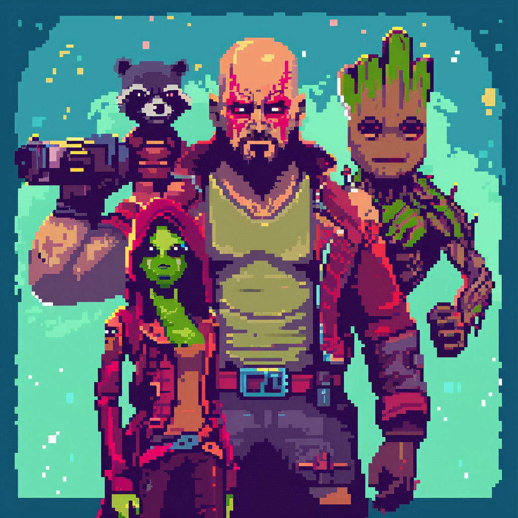 Guardians of the Galaxy Pixel Art Characters Portrait