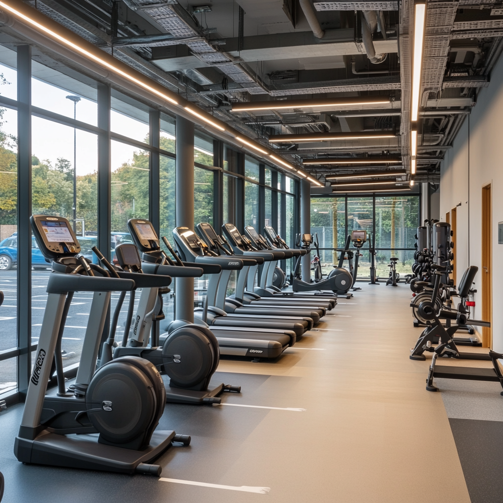 Gym on first floor for young people, well-equipped.