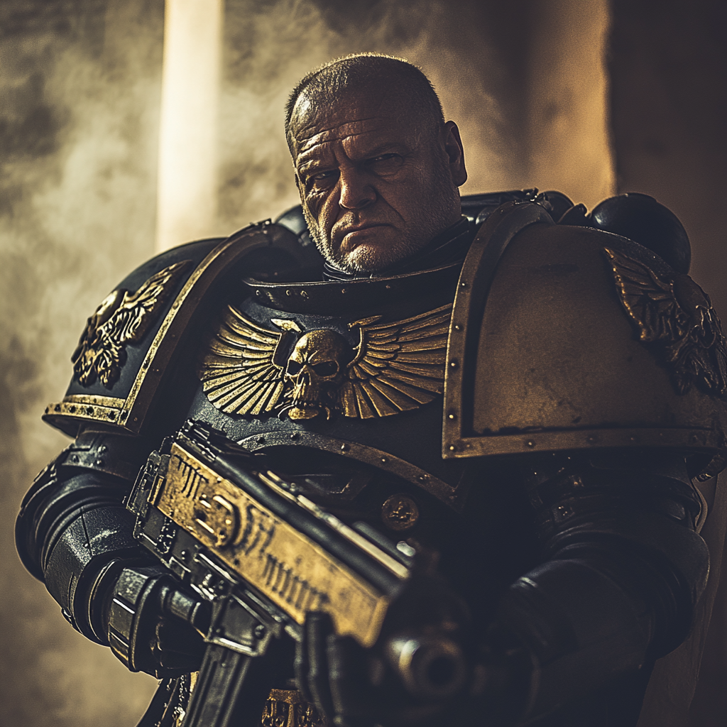 HDR portrait of Warhammer 40k Space Marine.