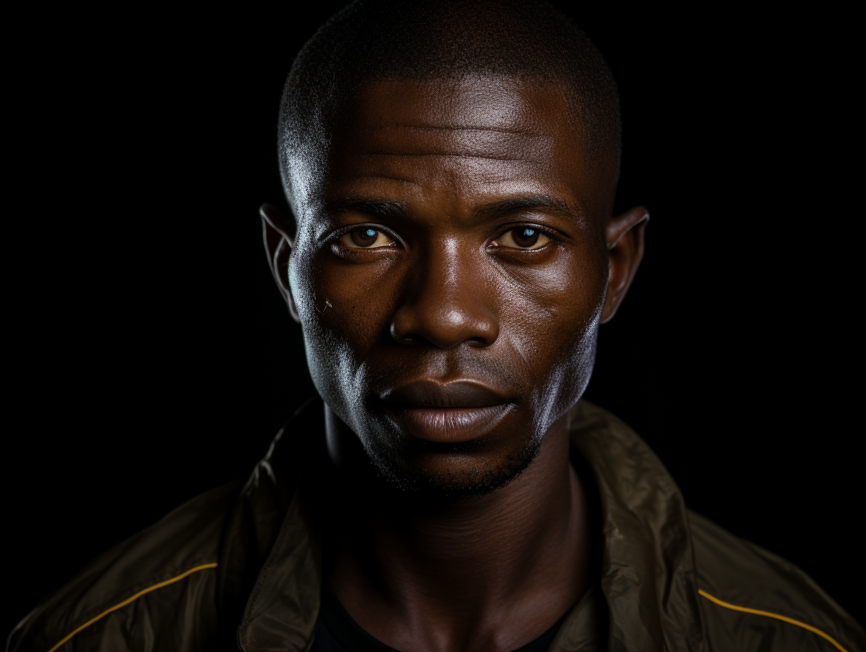 Haitian man portrait on dark background