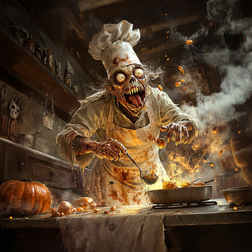 Halloween Chef Cooks in Creepy Haunted Kitchen