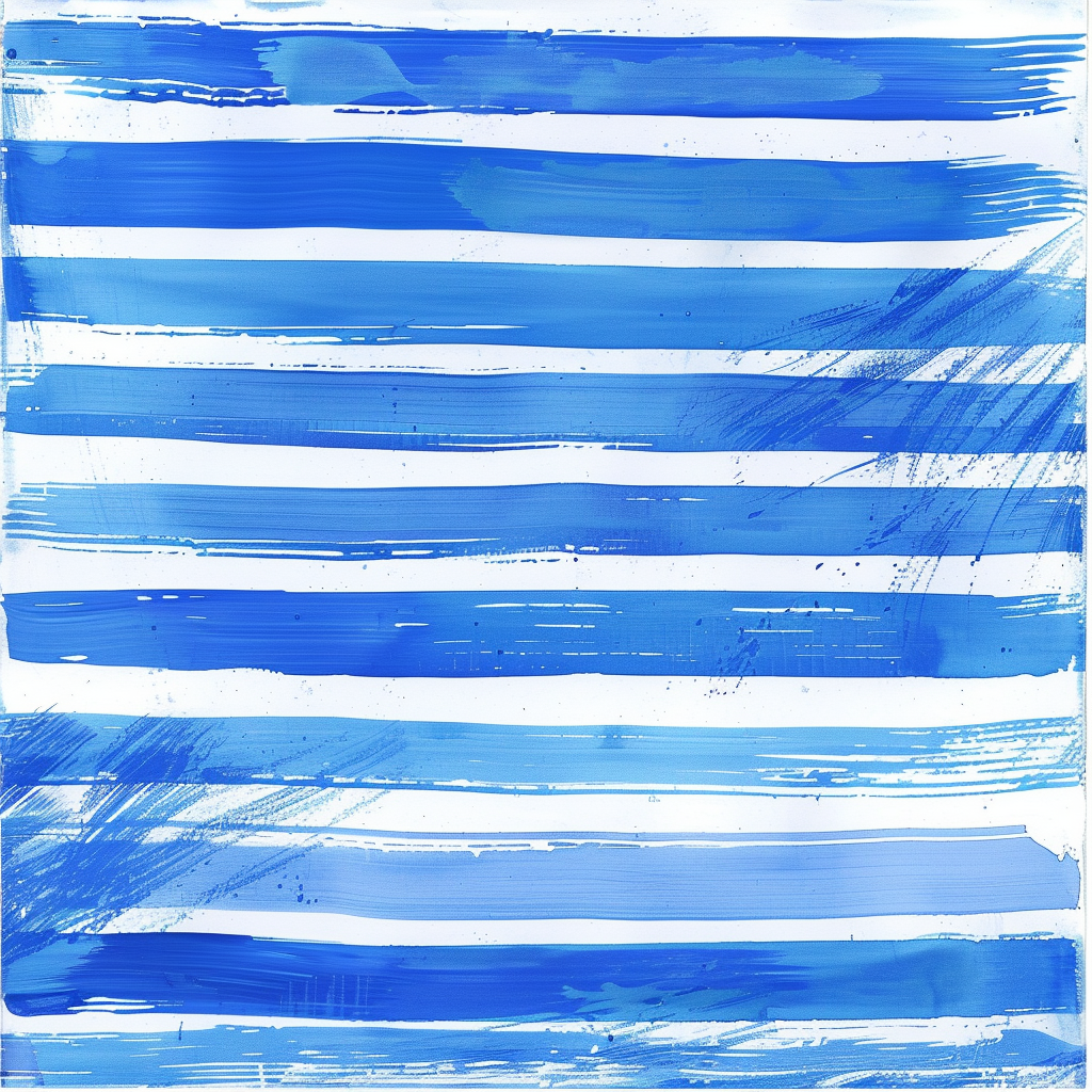 Hand-drawn blue & white stripes with colored pencils.