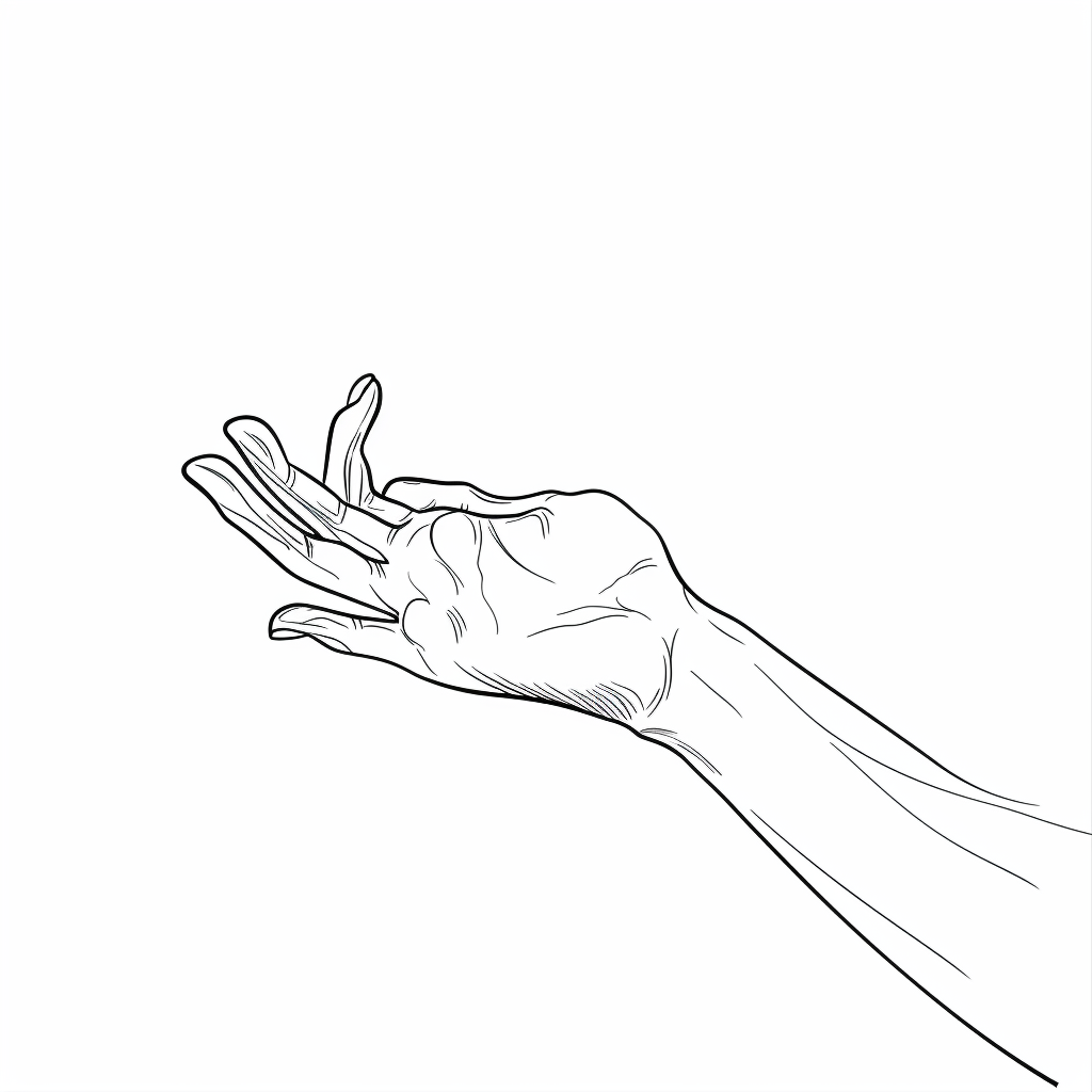 Hand sketch with two fingers on white background.