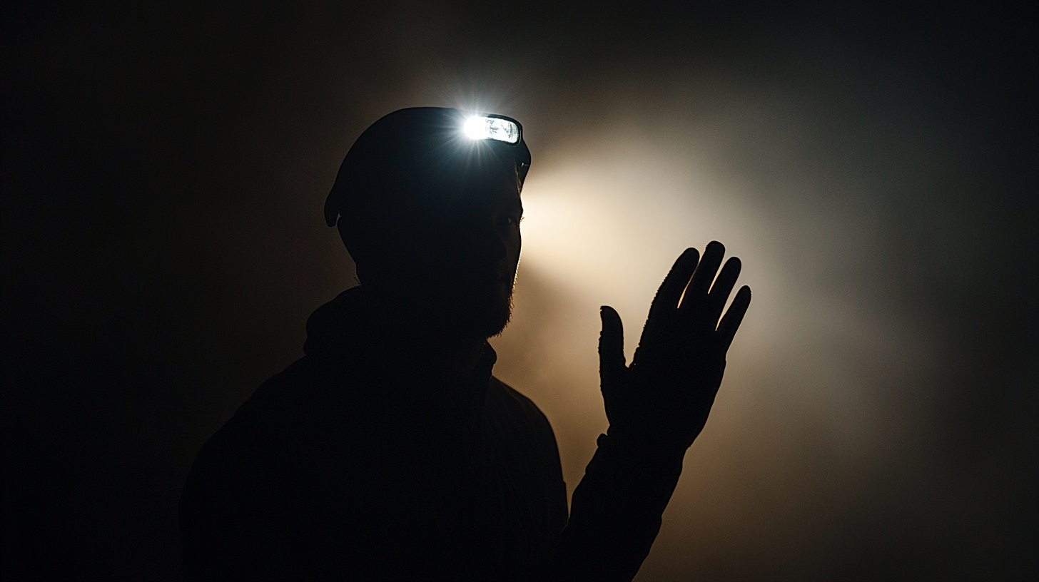 Hand waves near headlamp, activating in dark