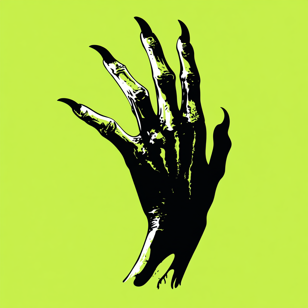 Hand with the thing object in stencil art style.