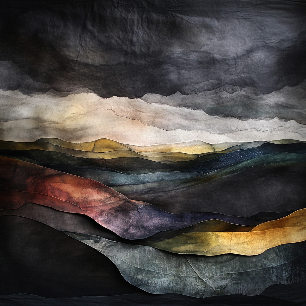 Handcrafted Puppet Landscape with Ominous Storm Approaching