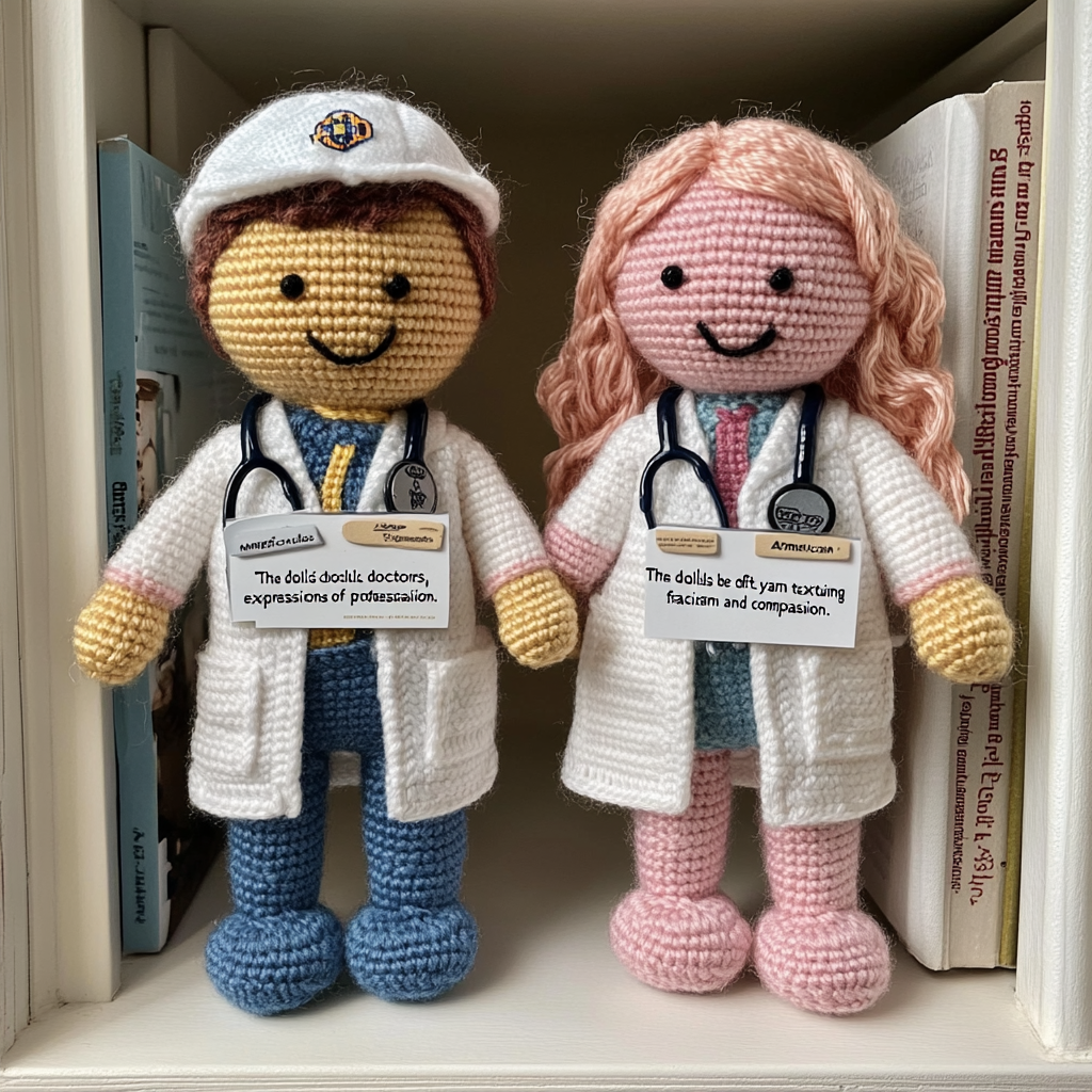 Handmade Knitted American Doctor Dolls Showing Compassion