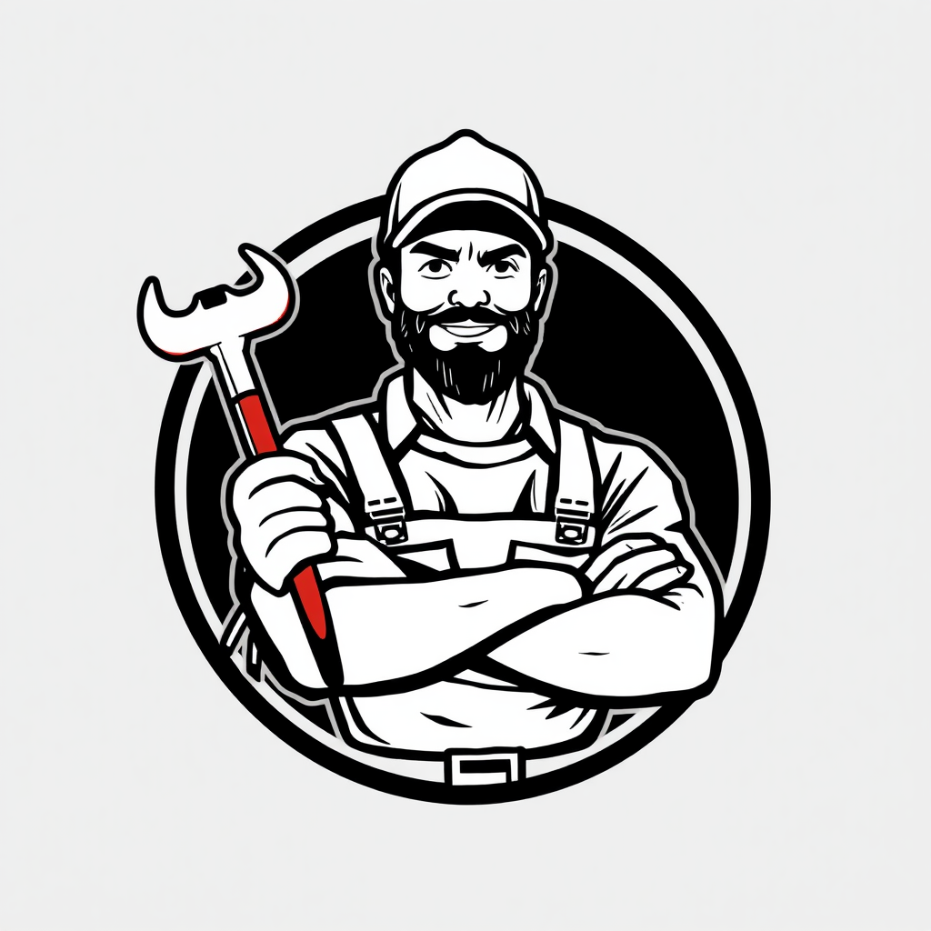 Handyman Company Logo with Man and Tool