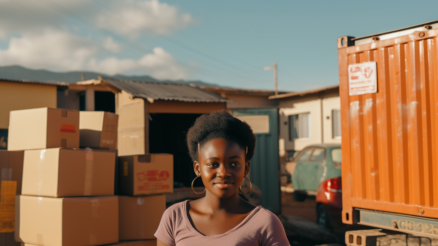 Happy African Girl Moving Into Township Home