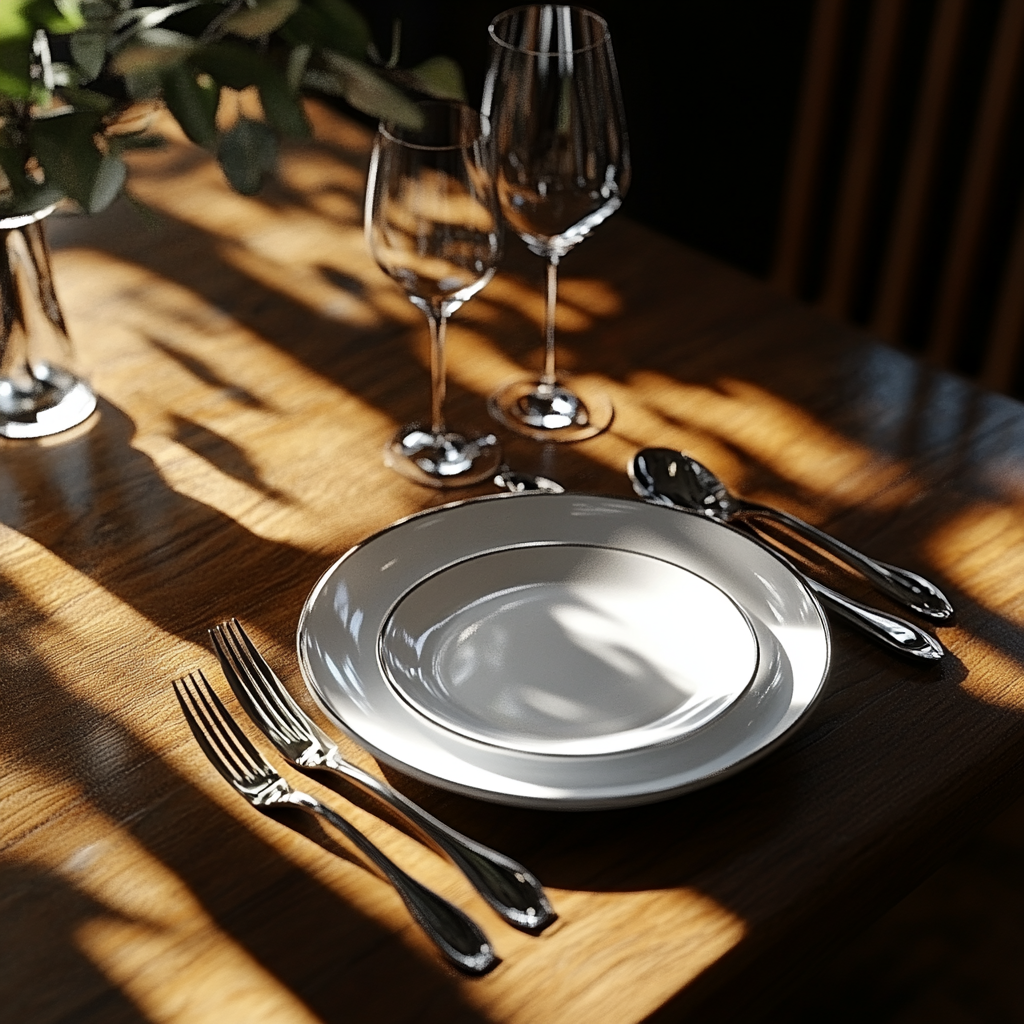 Happy Clown Style Dining Table Setting With Sunlight