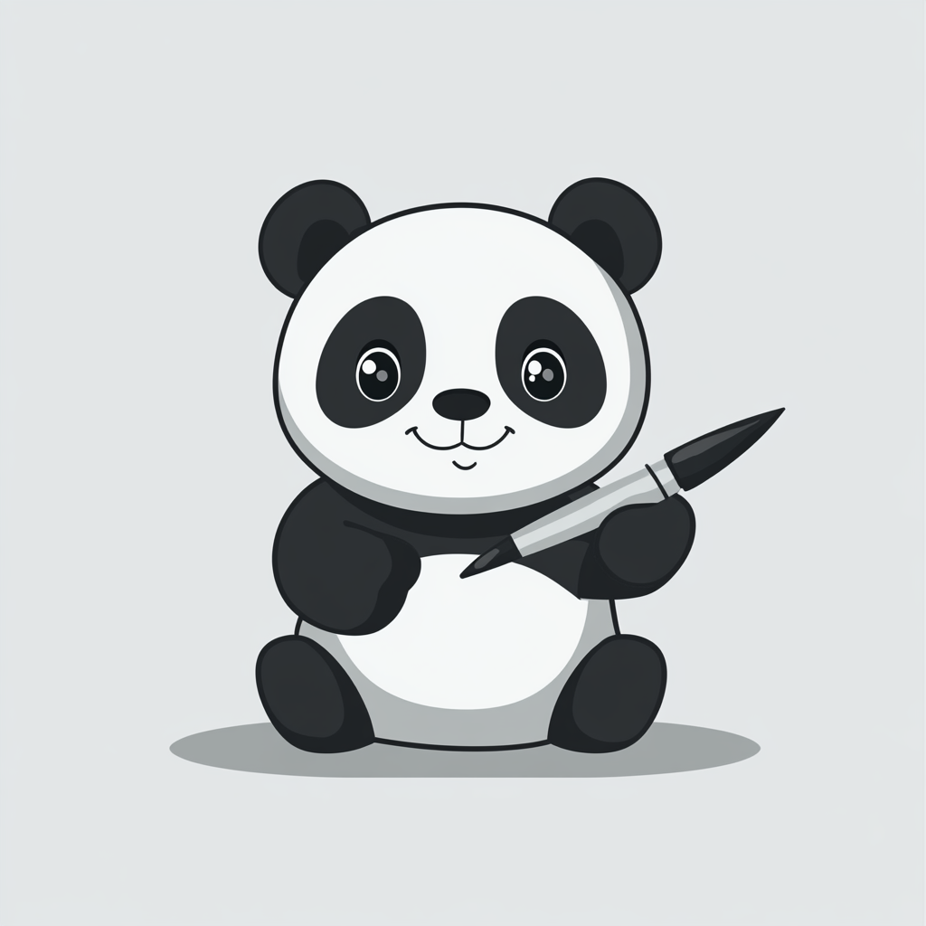 Happy Panda Writing Logo with Ink Pen