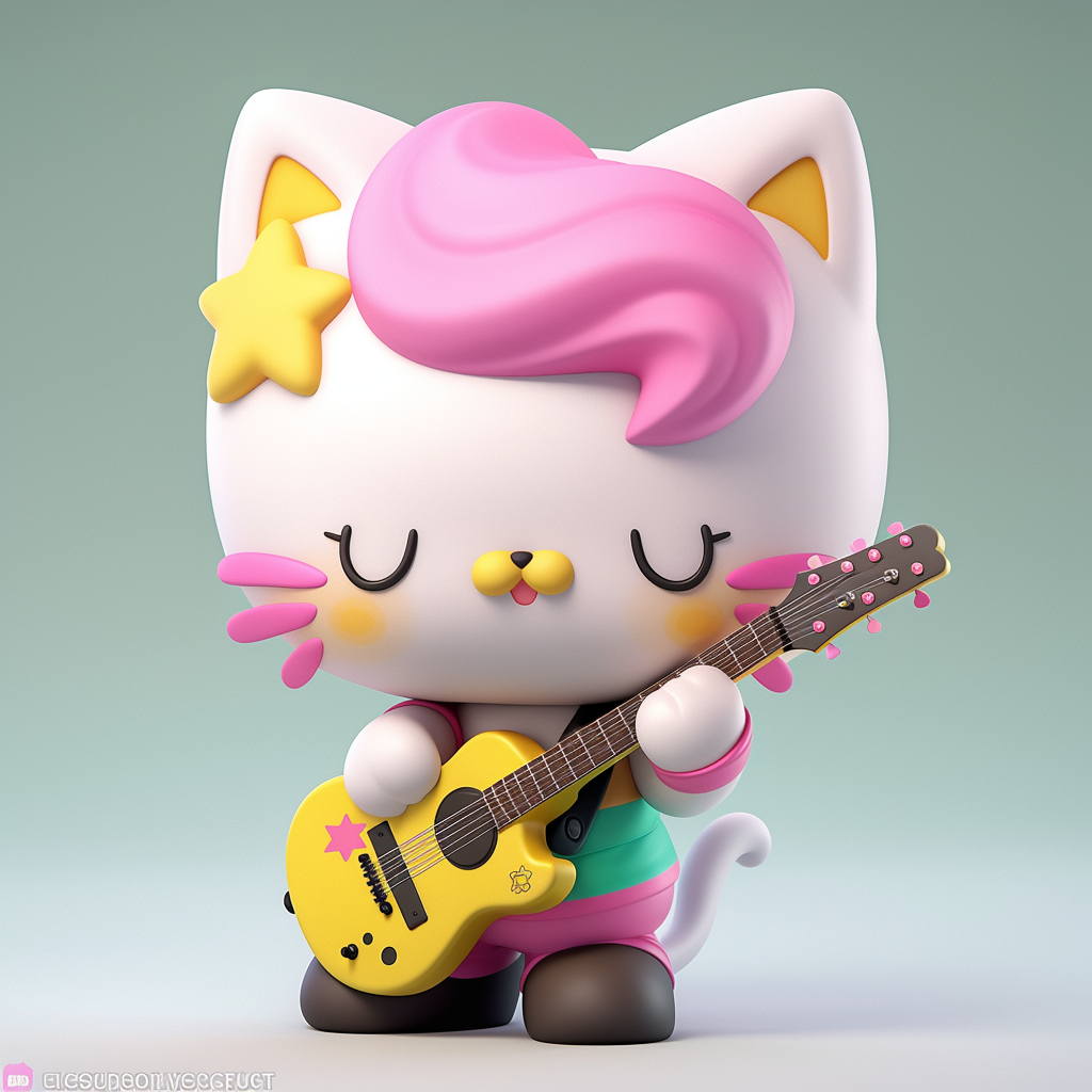 Happy Rockstar Cat Plushie in Dynamic Pose