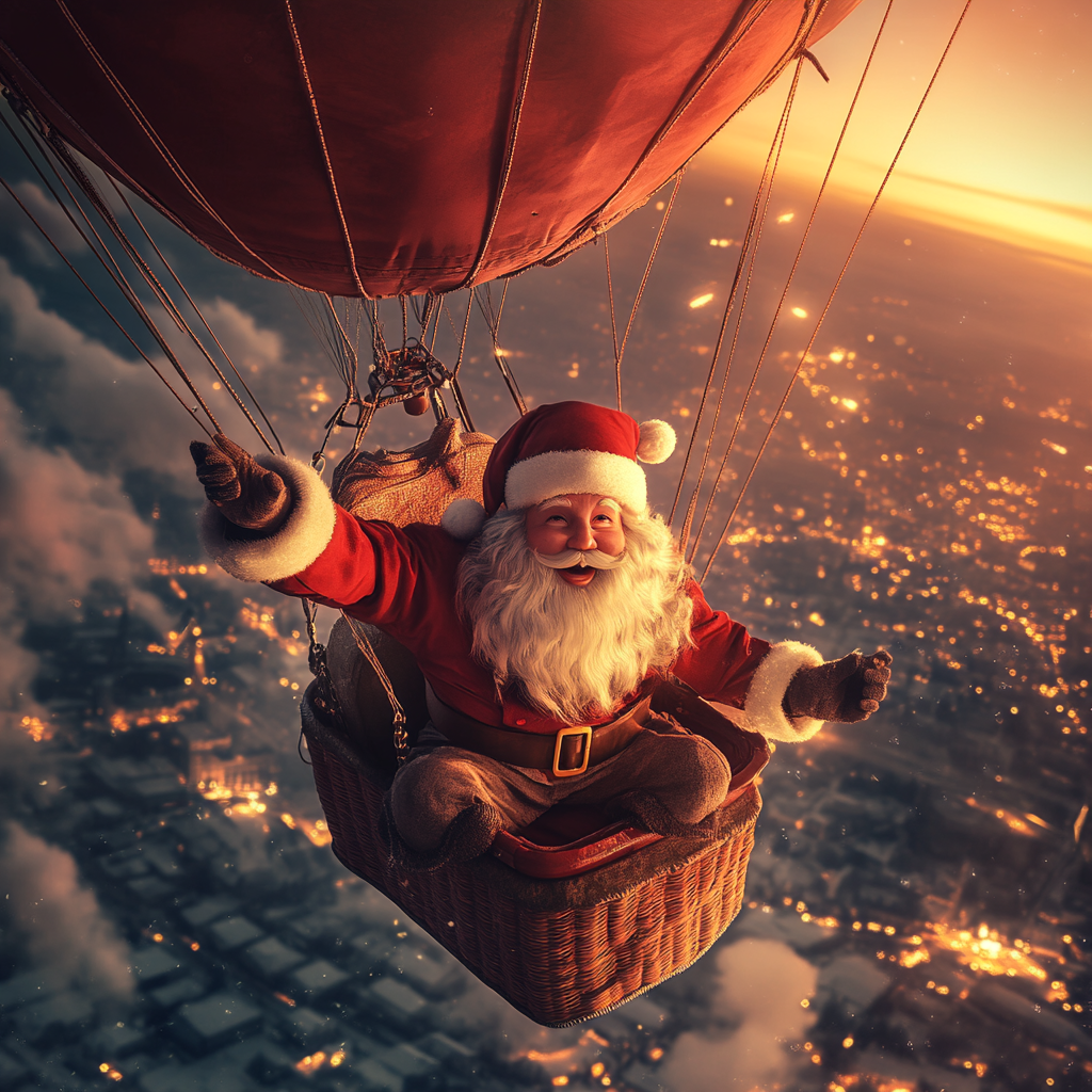 Happy Santa Claus in Surreal Cinematic Lighting 