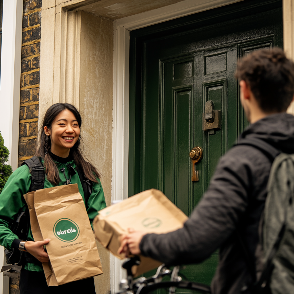 Happy Woman Gets Uber Eats Delivery