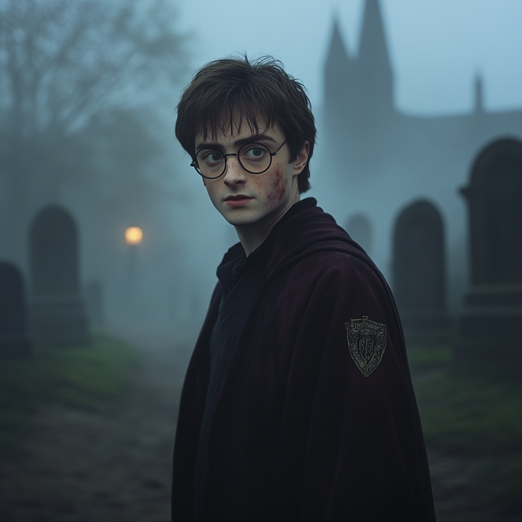 Harry Potter in Misty Graveyard: 1950's Style