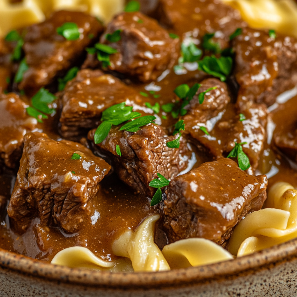 Hearty Beef Tips & Noodles: Savory comfort in a bowl