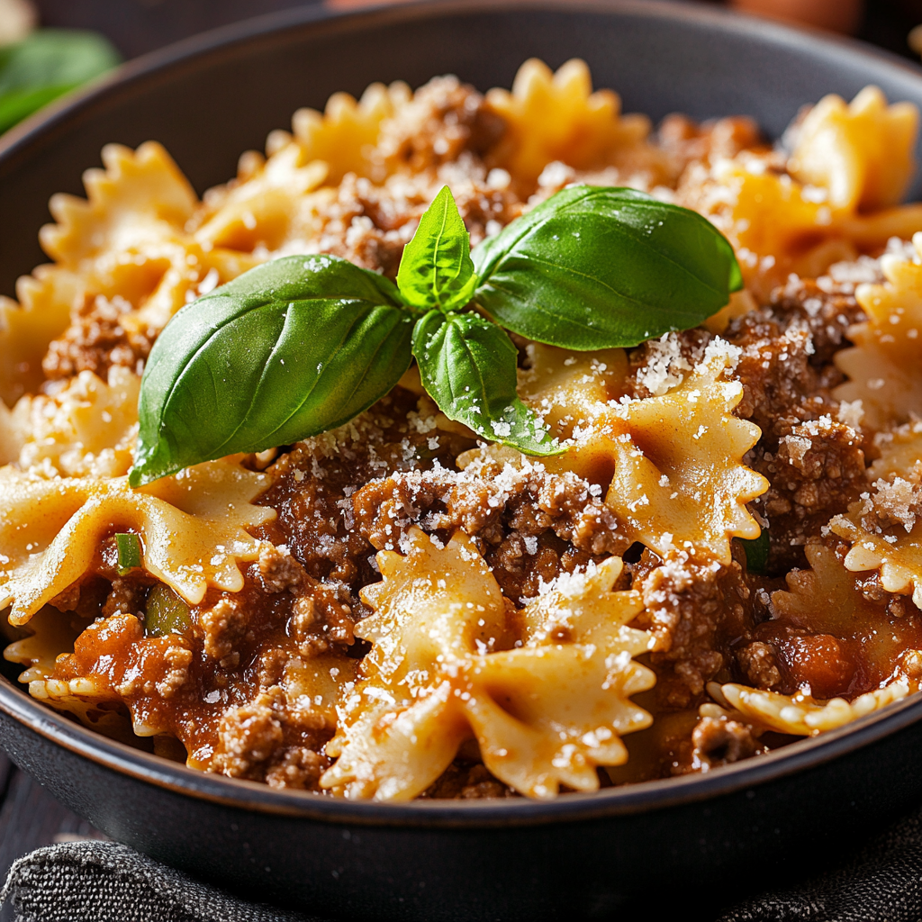 Hearty Italian Pasta with Meat Sauce and Parmesan