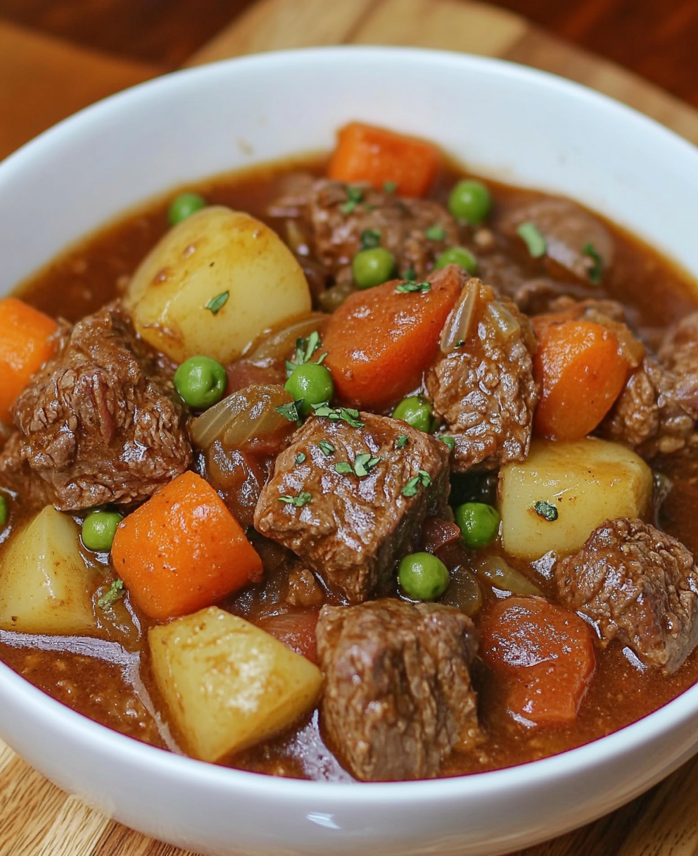 Hearty Italian beef stew with red wine and veggies.