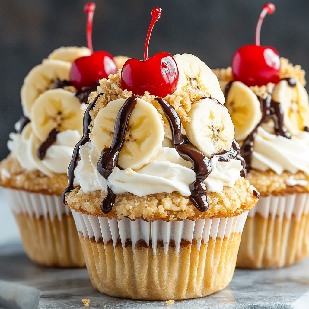 Heavenly No-Bake Banana Split Cupcakes with Creamy Chocolate